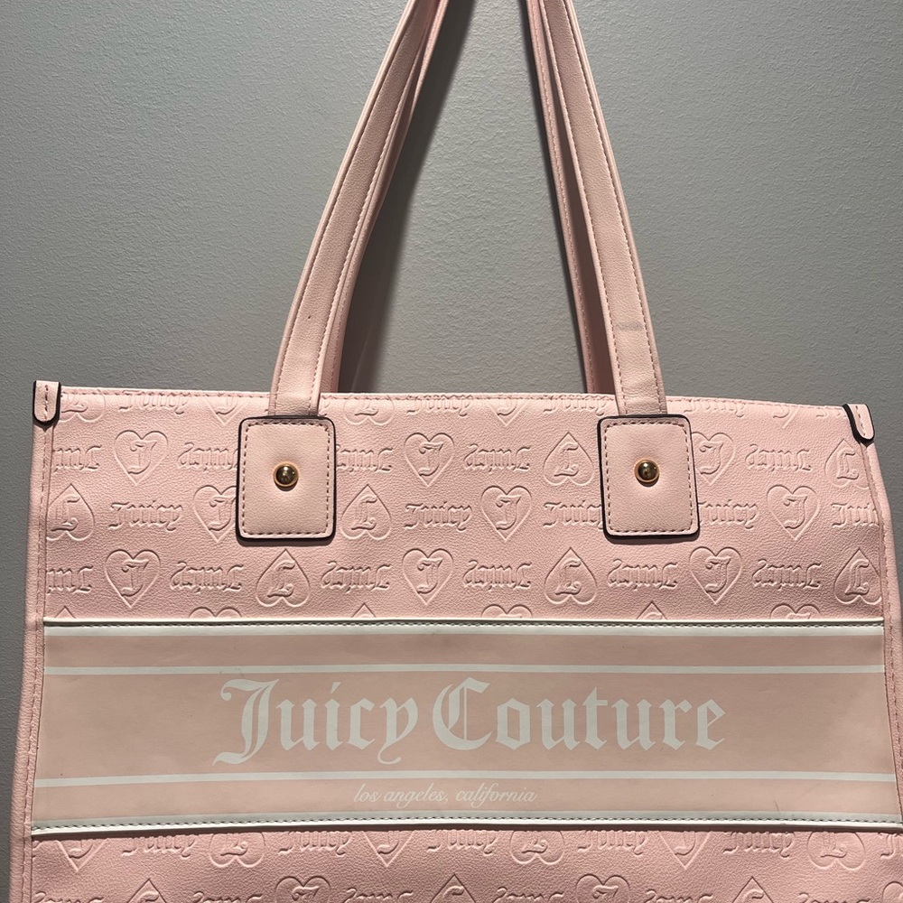 Juicy Couture Pink Structured Tote with‎ Metallic Stripe - Picture 2 of 12